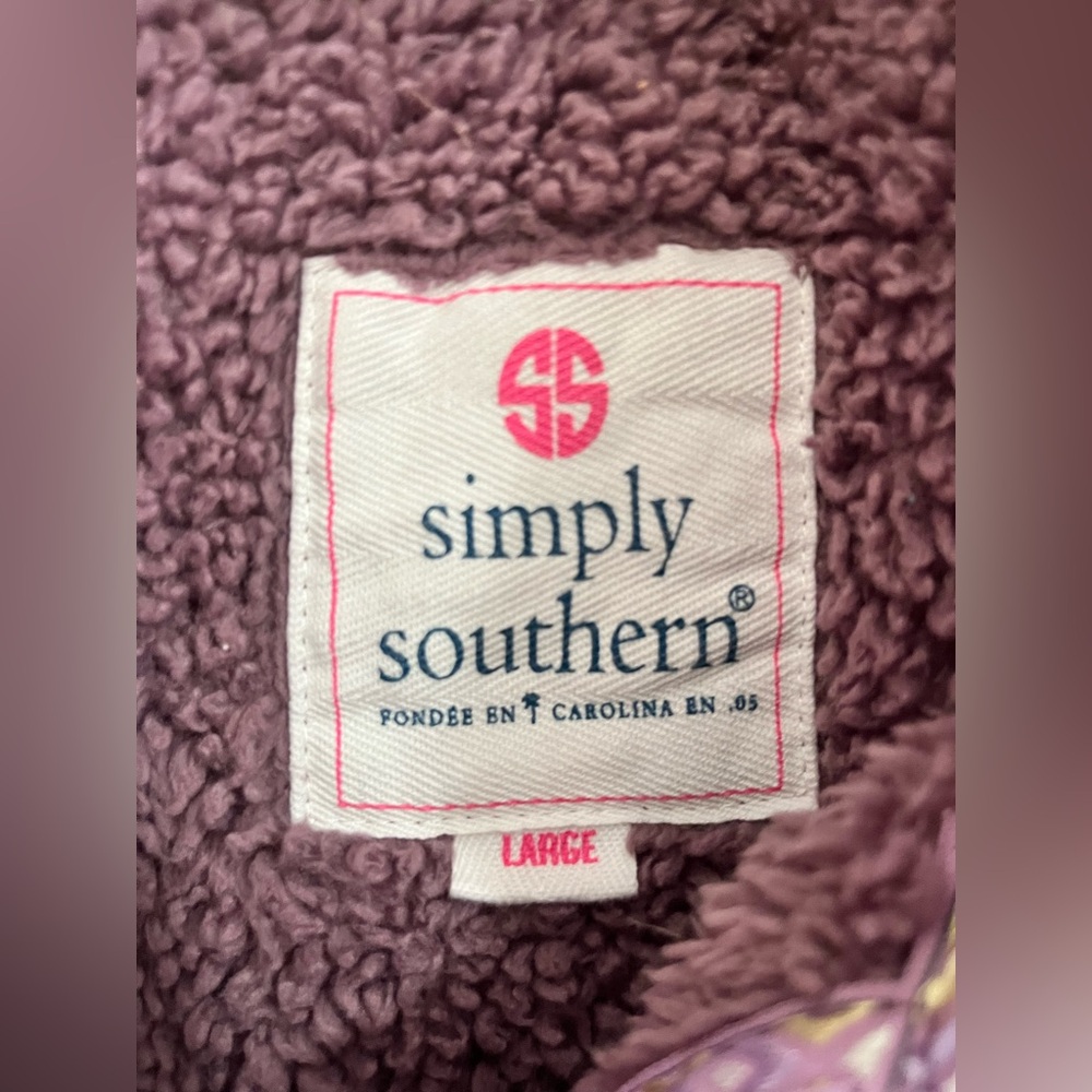 Simply Southern 1/4 Zip Sherpa Fleece Pullover Purple Soft Sweatshirt Women’s L - Picture 4 of 10